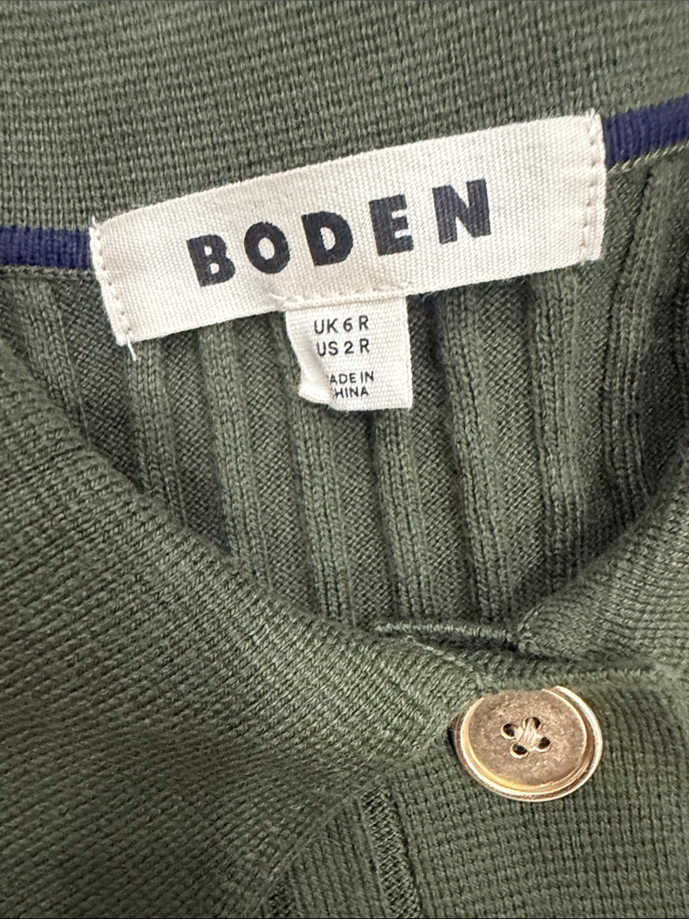 Boden Olive Green Ribbed Midi Dress - Picture 3 of 4